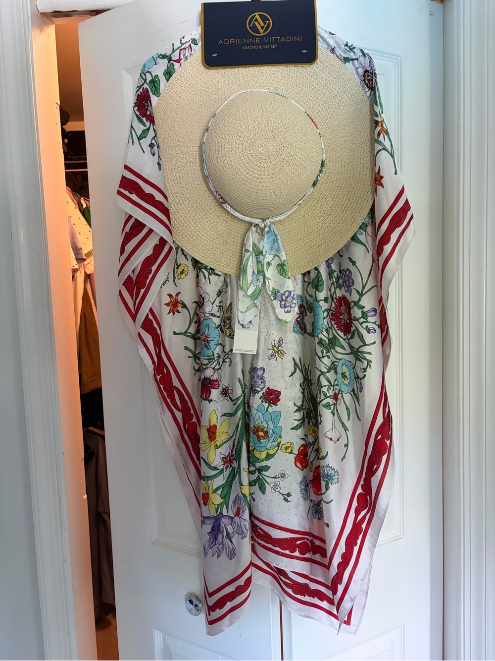Adrienne Vittadini Floral Swim Coverup with Matching Hat